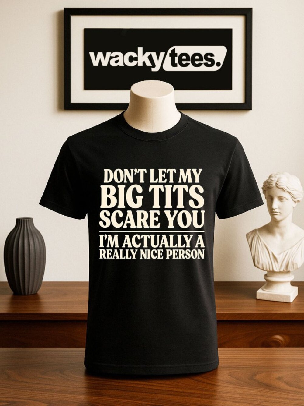 Dont Let My Boobs Scare You Im a Nice Person Adult Humor Funny Graphic Tee Shirt